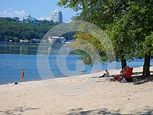 city Ã¢â¬â¹Ã¢â¬â¹beach at Hydropark in the city of Kiev, summer 2017